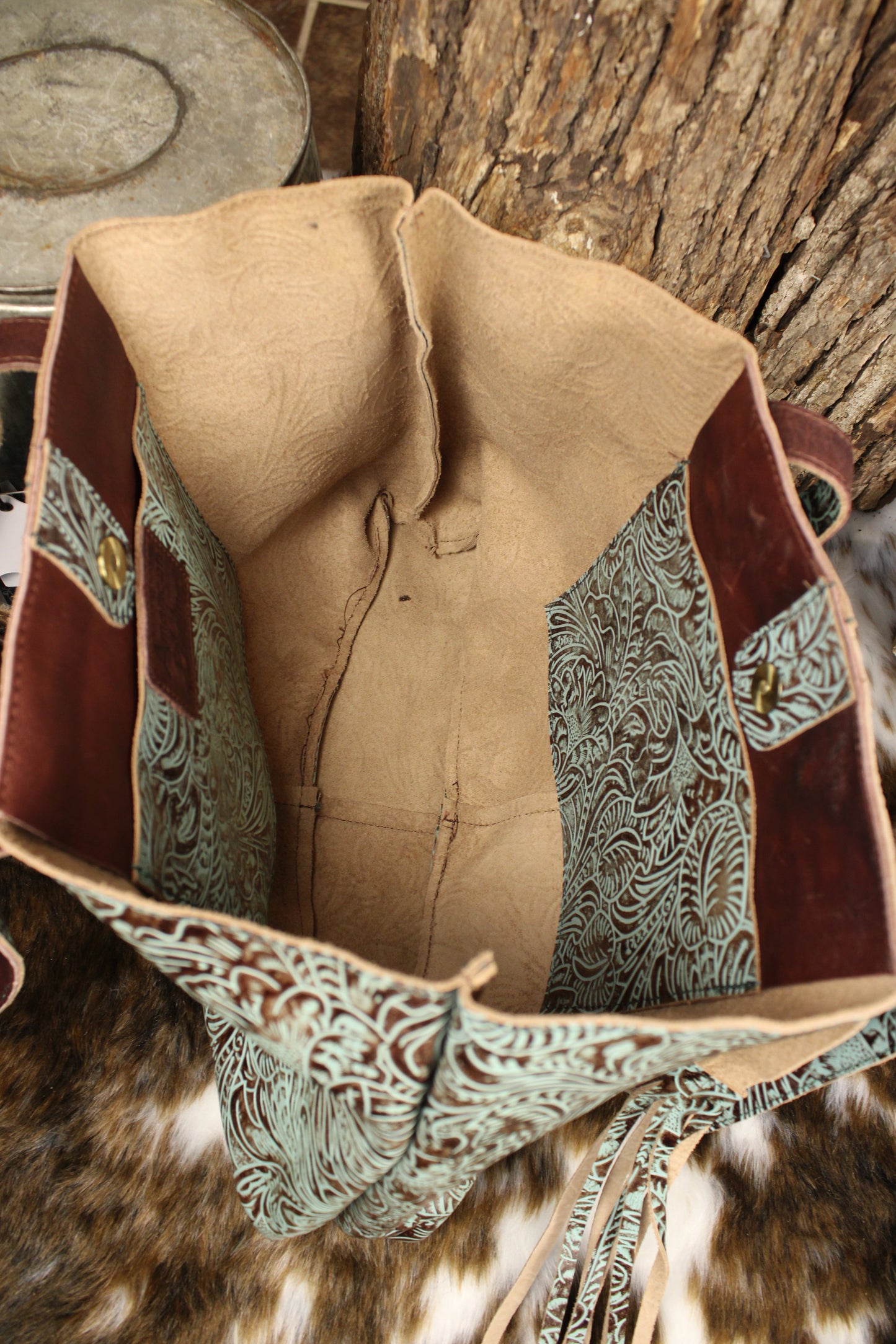 Azure Earth Leather Handbag
