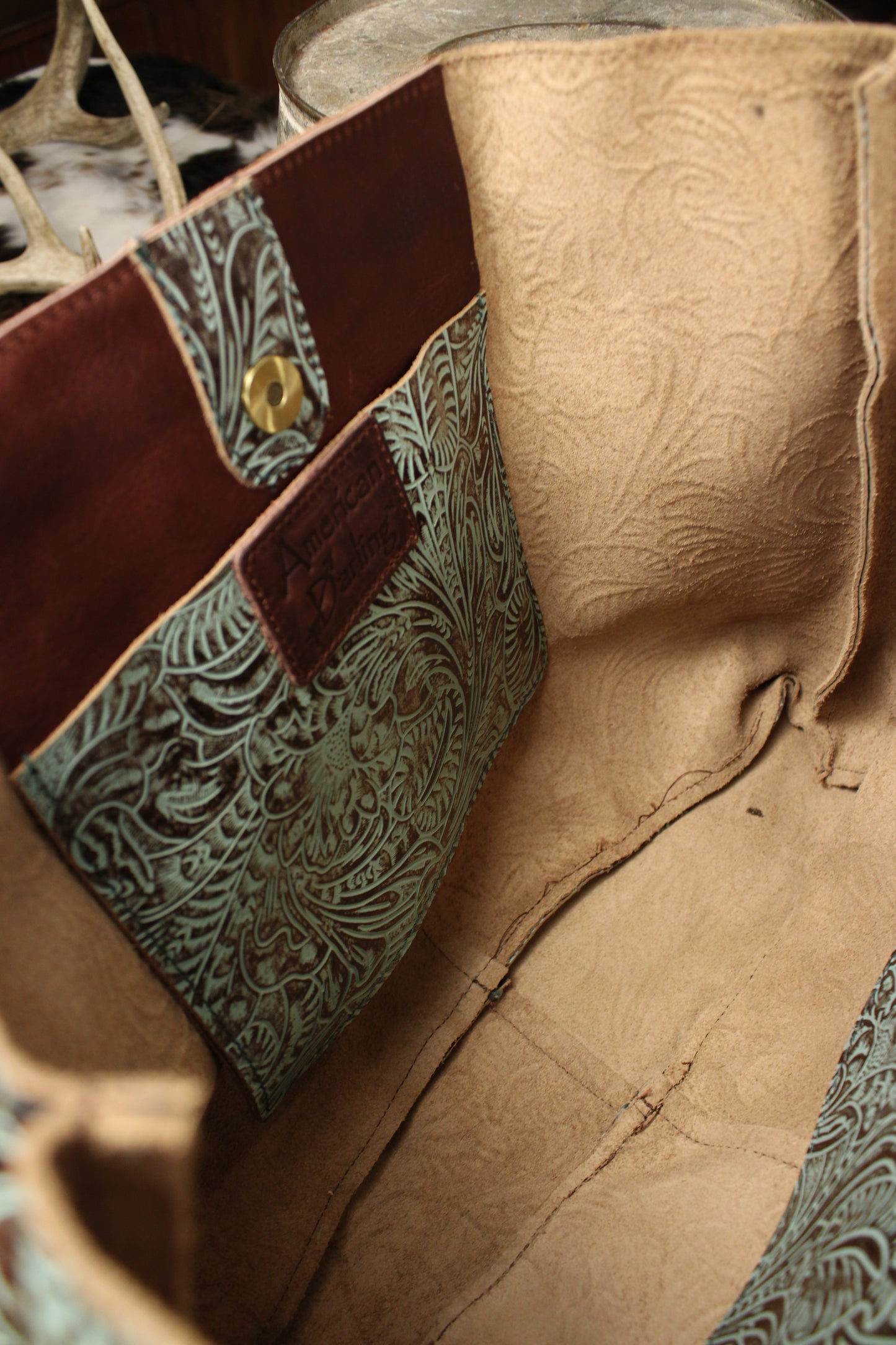 Azure Earth Leather Handbag