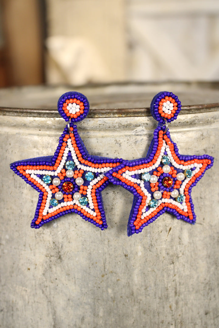 Liberty Star Beadwork Earrings