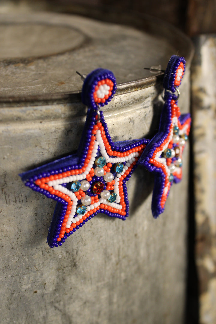 Liberty Star Beadwork Earrings