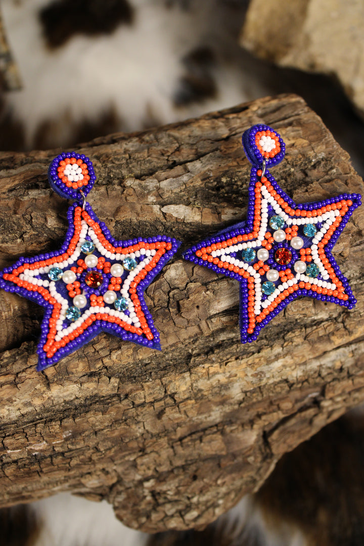 Liberty Star Beadwork Earrings