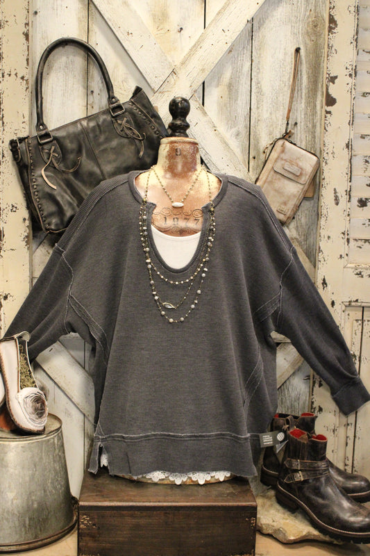 Fireside Charcoal Waffle Knit Top