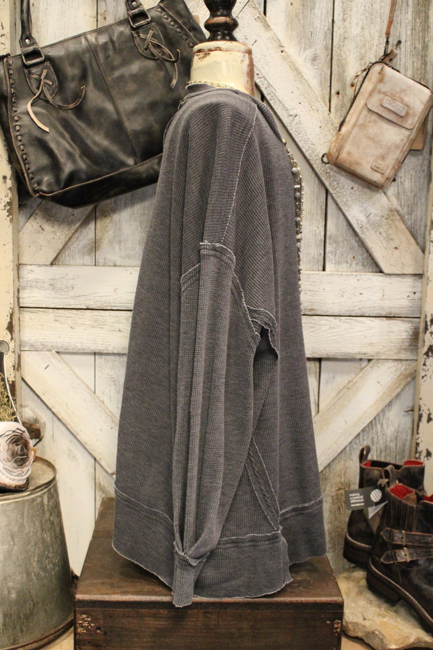 Fireside Charcoal Waffle Knit Top