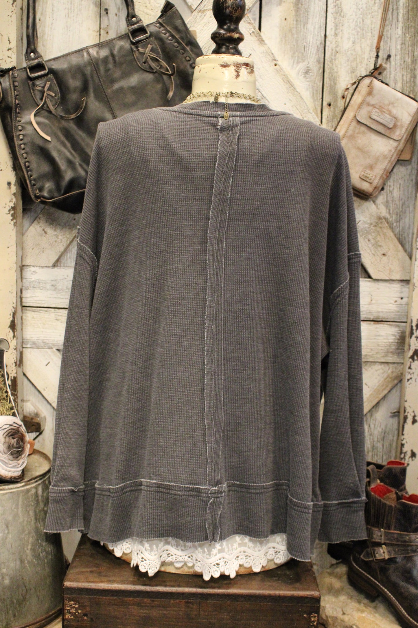 Fireside Charcoal Waffle Knit Top