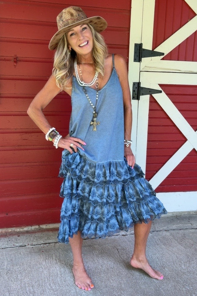 Sunwashed Blue Slip Dress