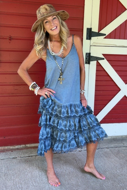 Sunwashed Blue Slip Dress