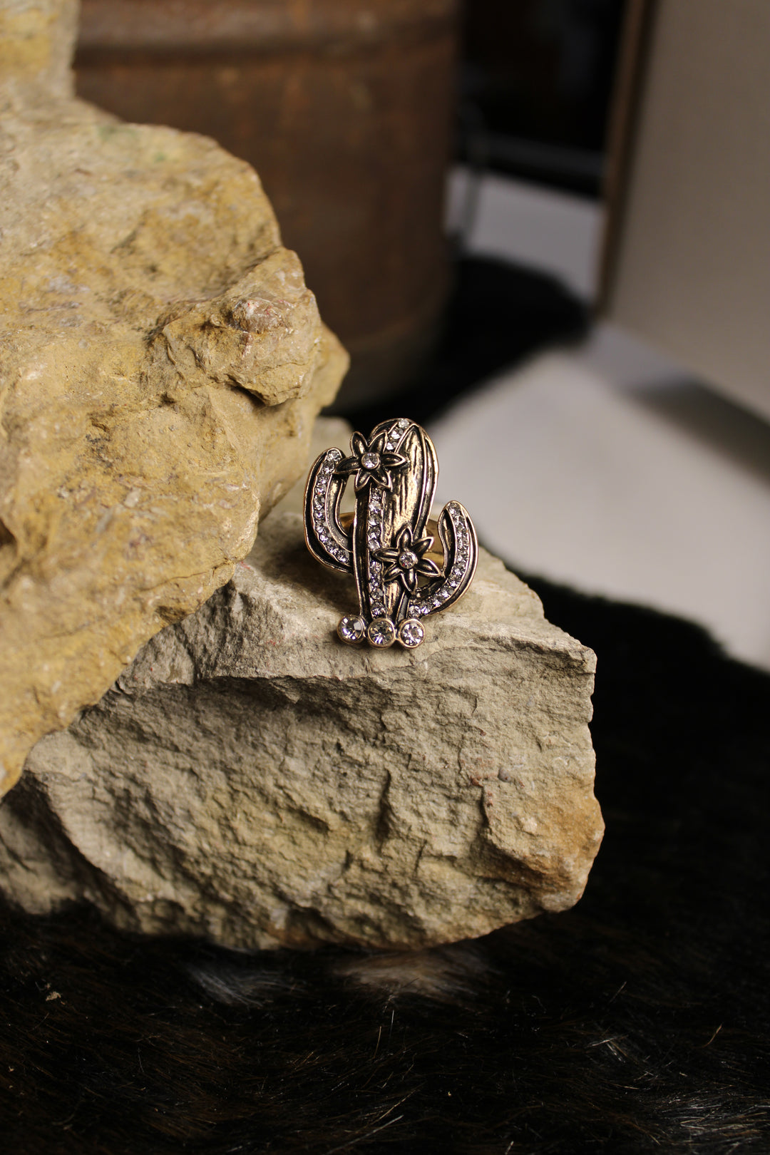 Gilded Cactus Ring