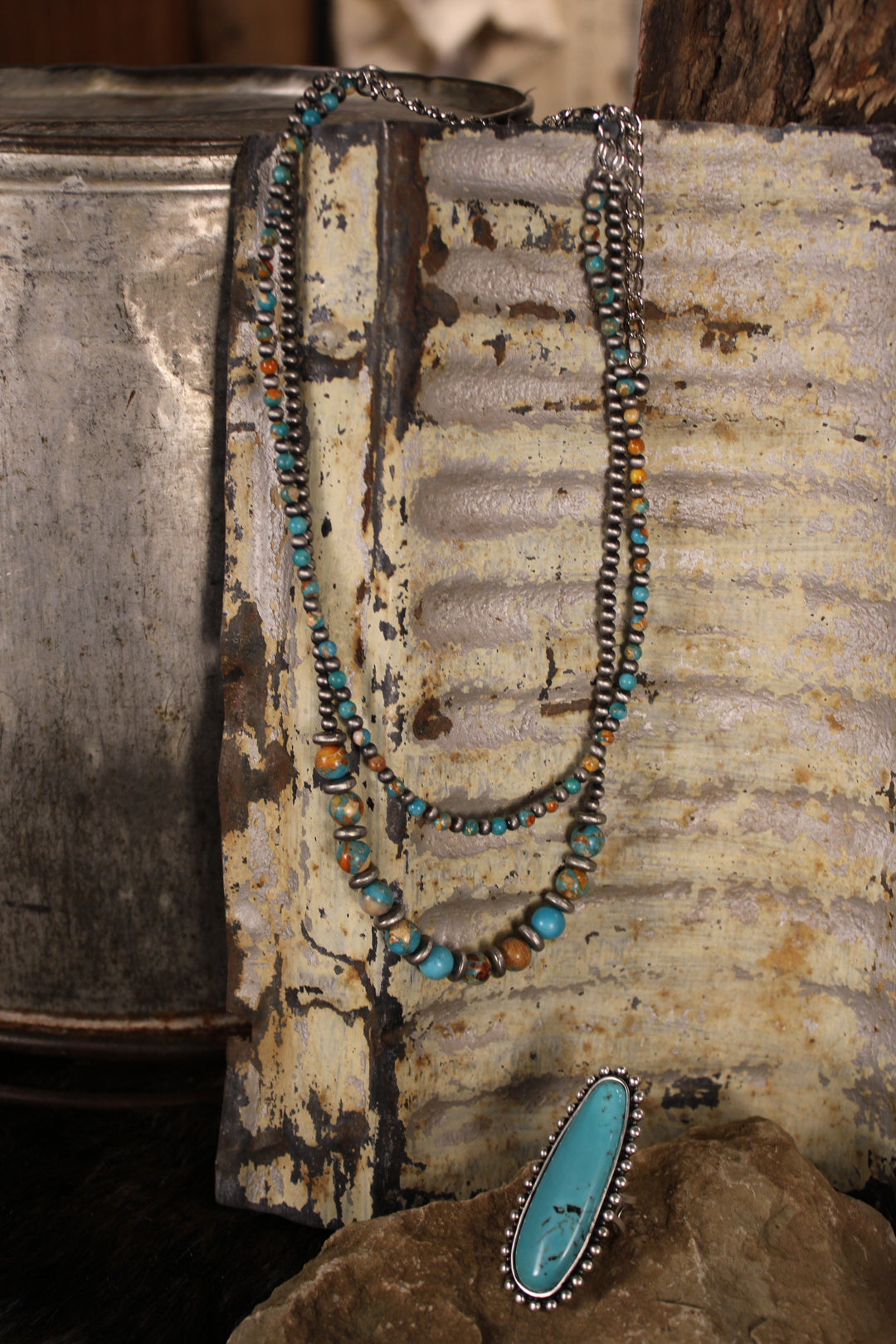 Elongated Navajo Turquoise Ring
