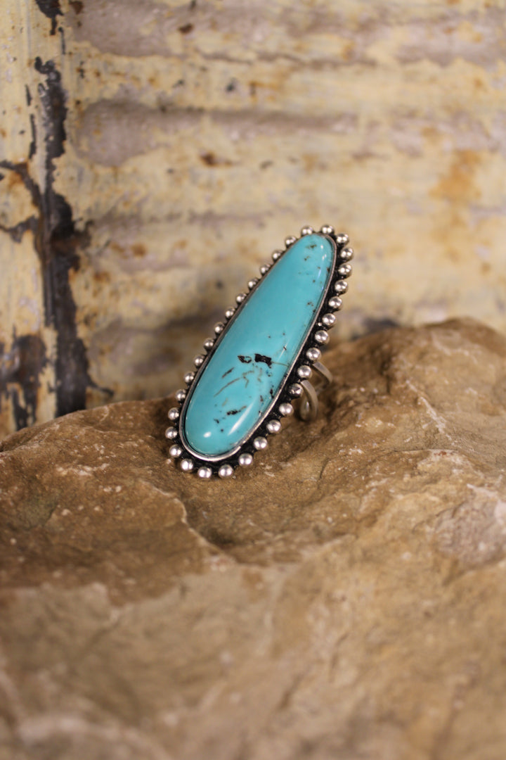 Elongated Navajo Turquoise Ring
