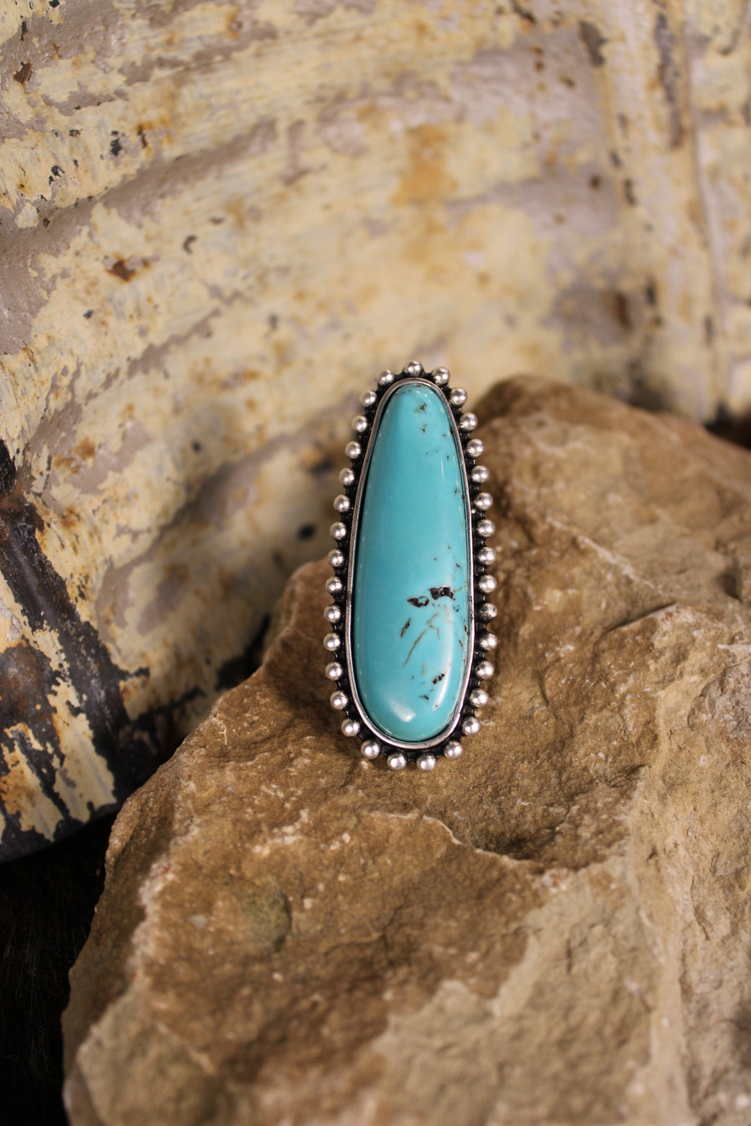 Elongated Navajo Turquoise Ring
