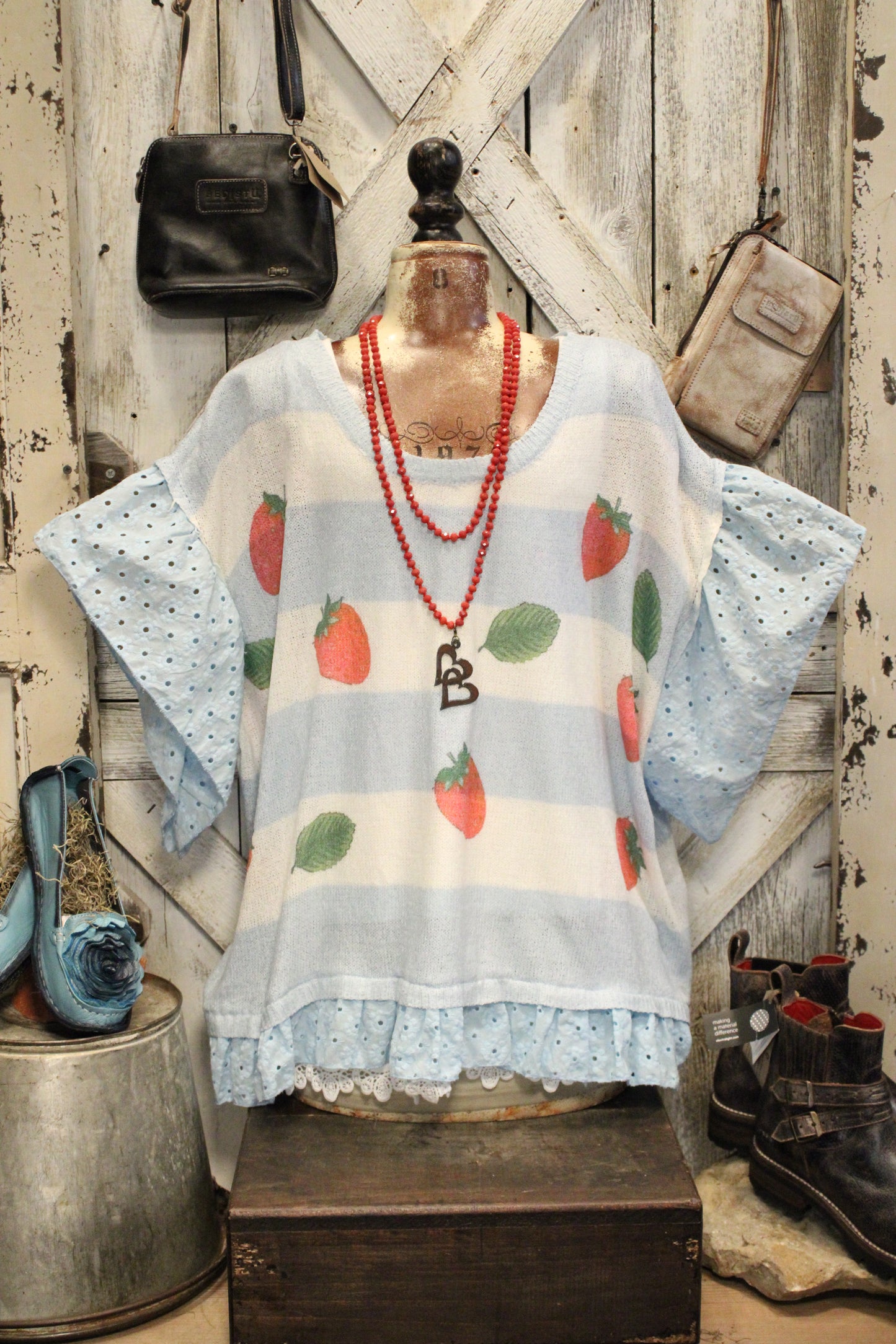 Strawberries And Blue Skies Top