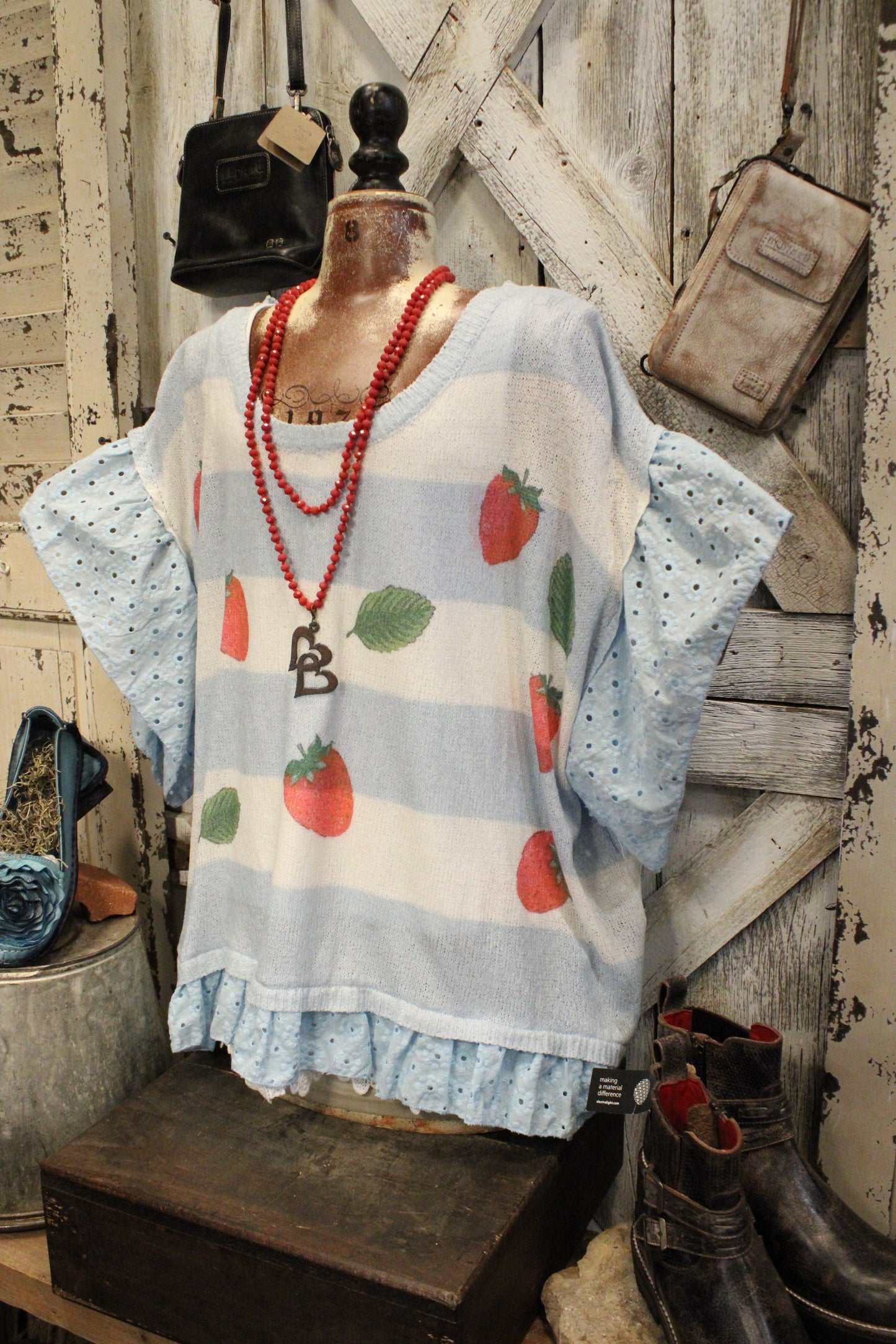 Strawberries And Blue Skies Top