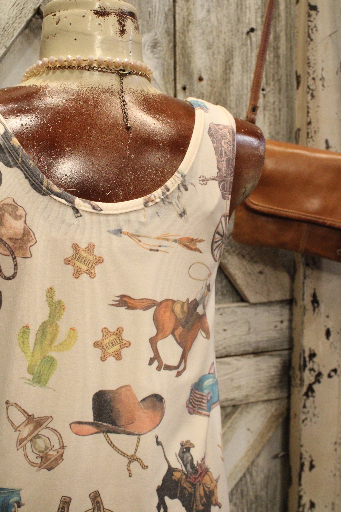 All Things Cowboy Fringe Beige Tank