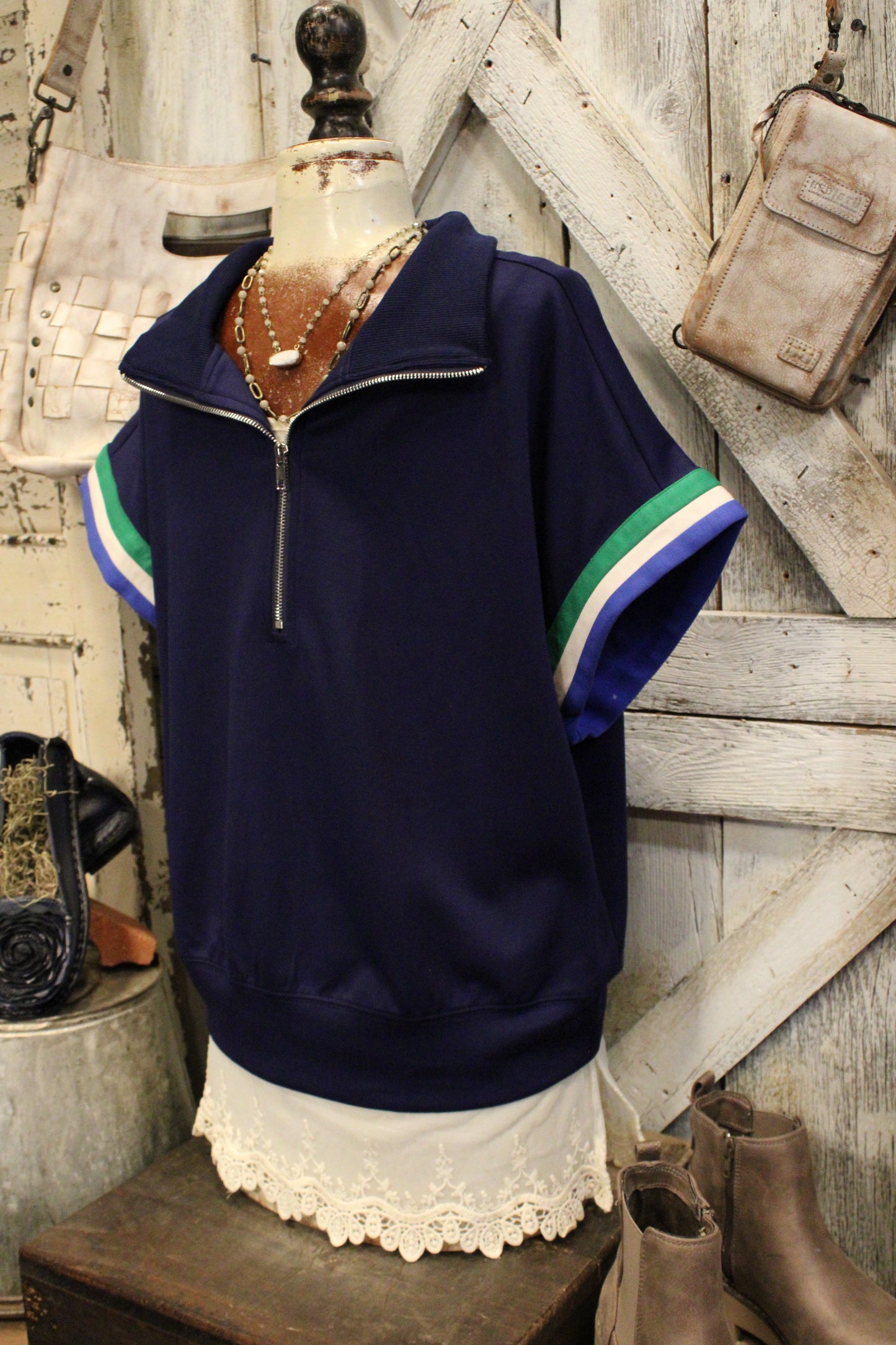 Harbor Stripe Half-Zip Top