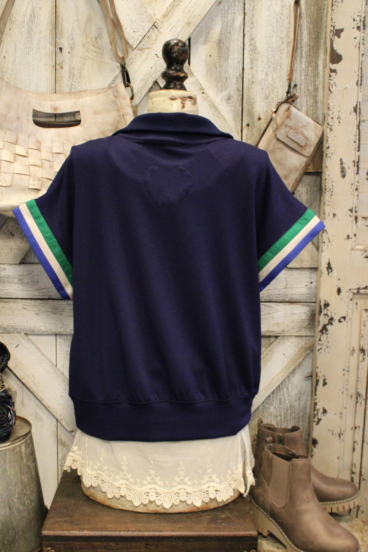 Harbor Stripe Half-Zip Top
