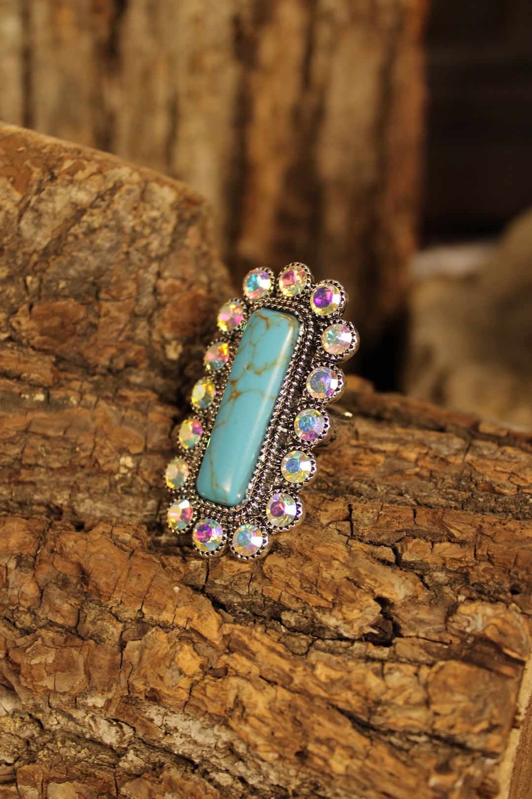 Turquoise Bloom Sparkle Ring