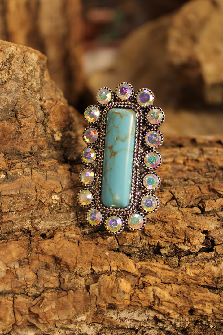Turquoise Bloom Sparkle Ring