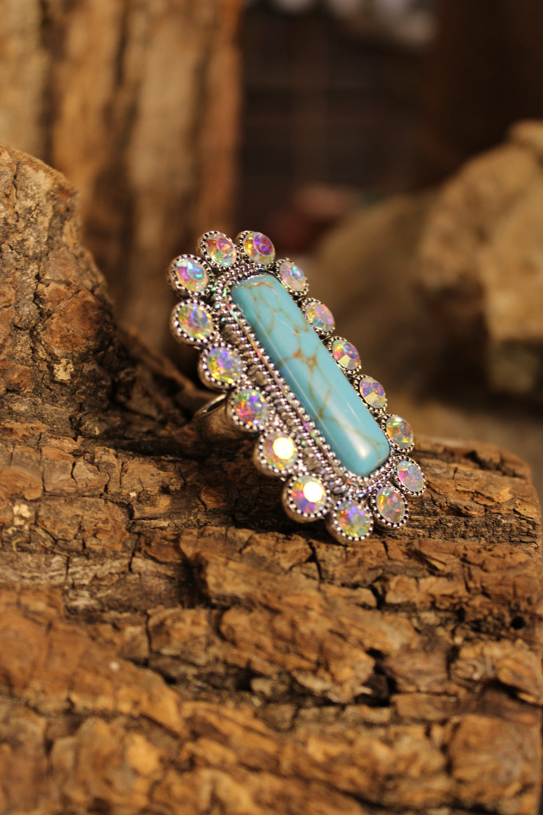 Turquoise Bloom Sparkle Ring