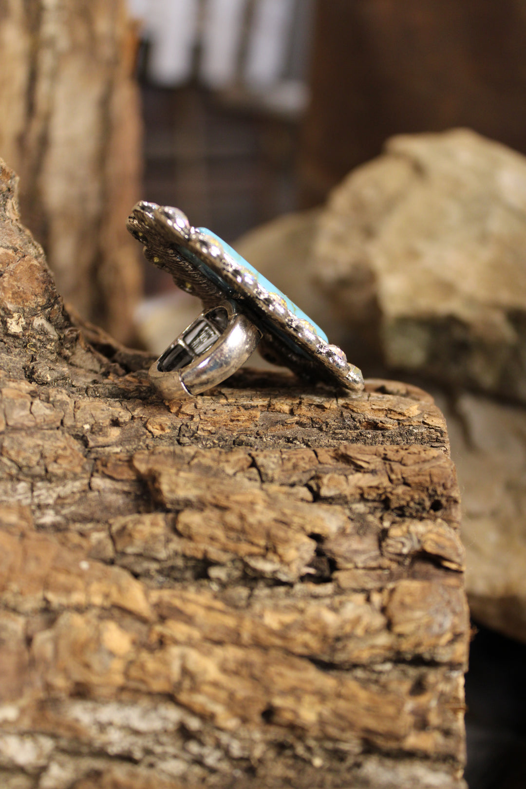 Turquoise Bloom Sparkle Ring