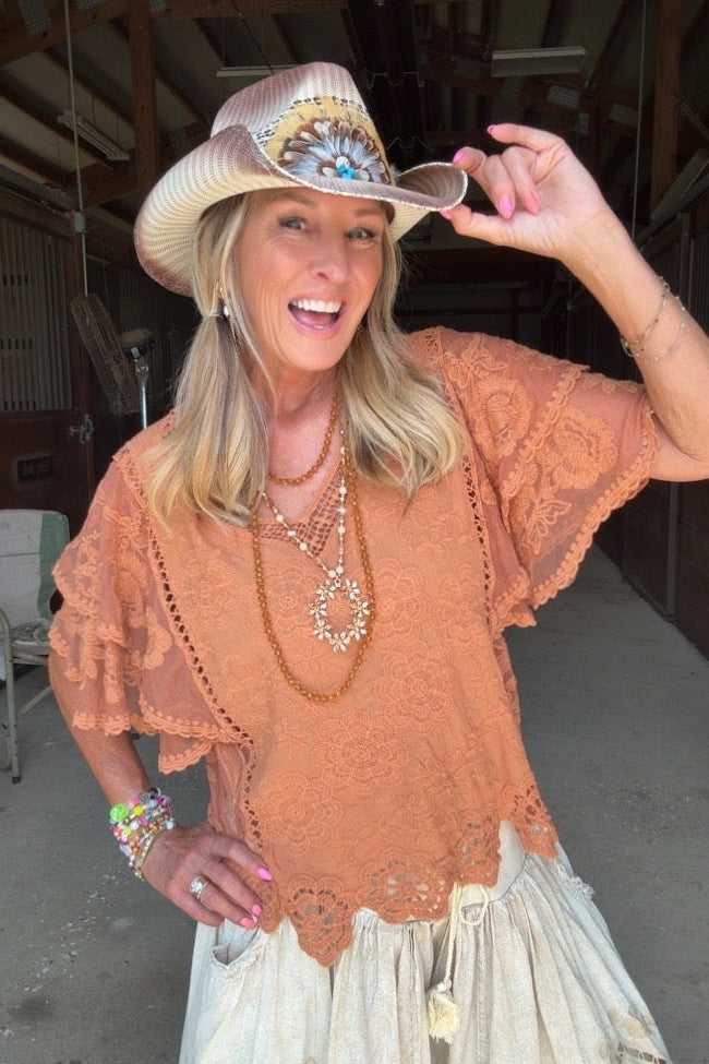 Caramel Dream Eyelet Blouse