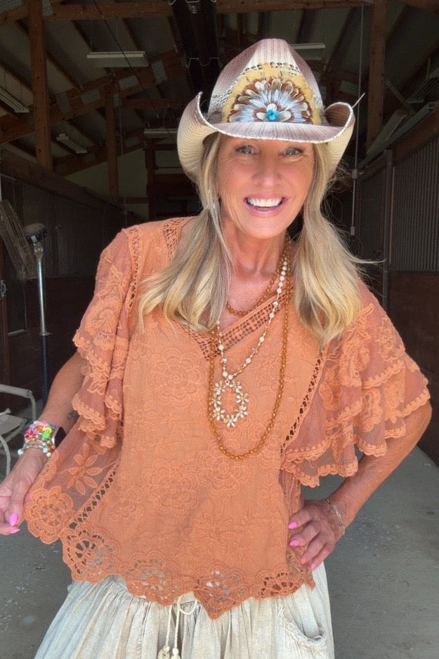 Caramel Dream Eyelet Blouse