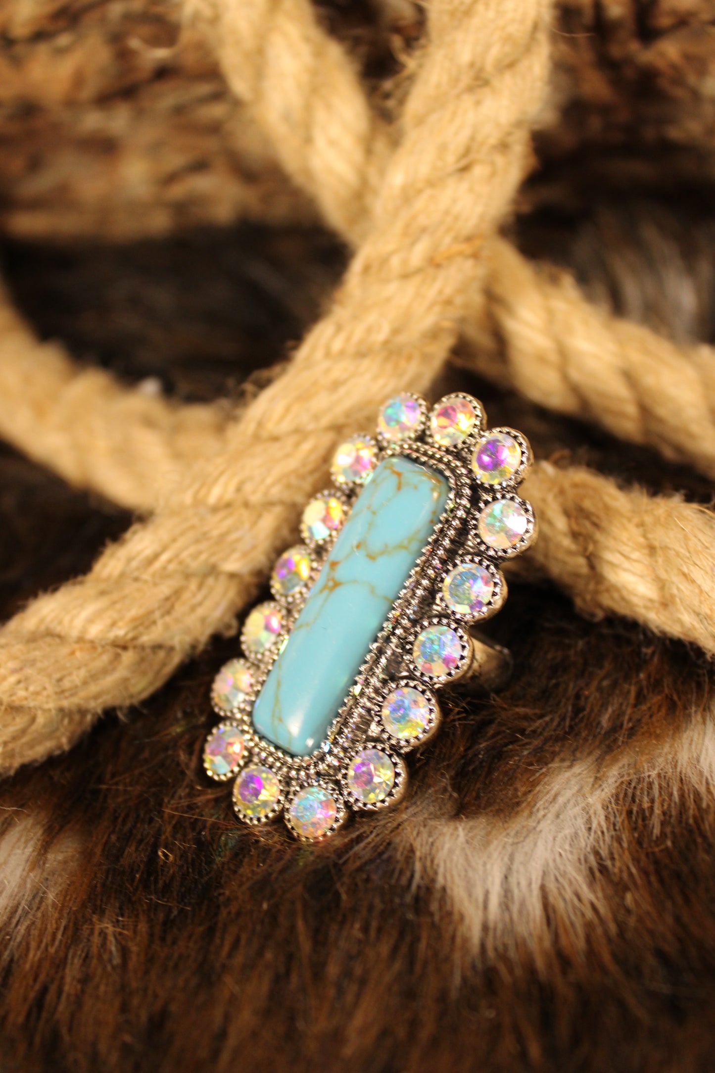 Turquoise Bloom Sparkle Ring