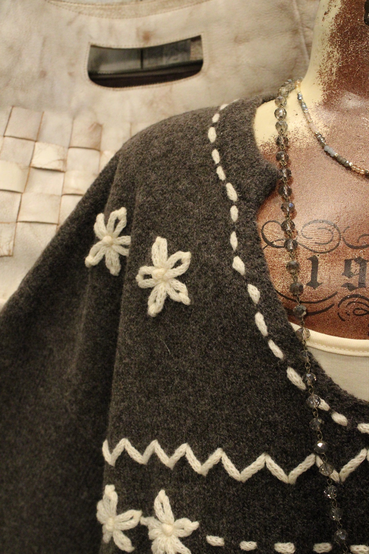 Ivory Thread Charcoal Knit Sweater