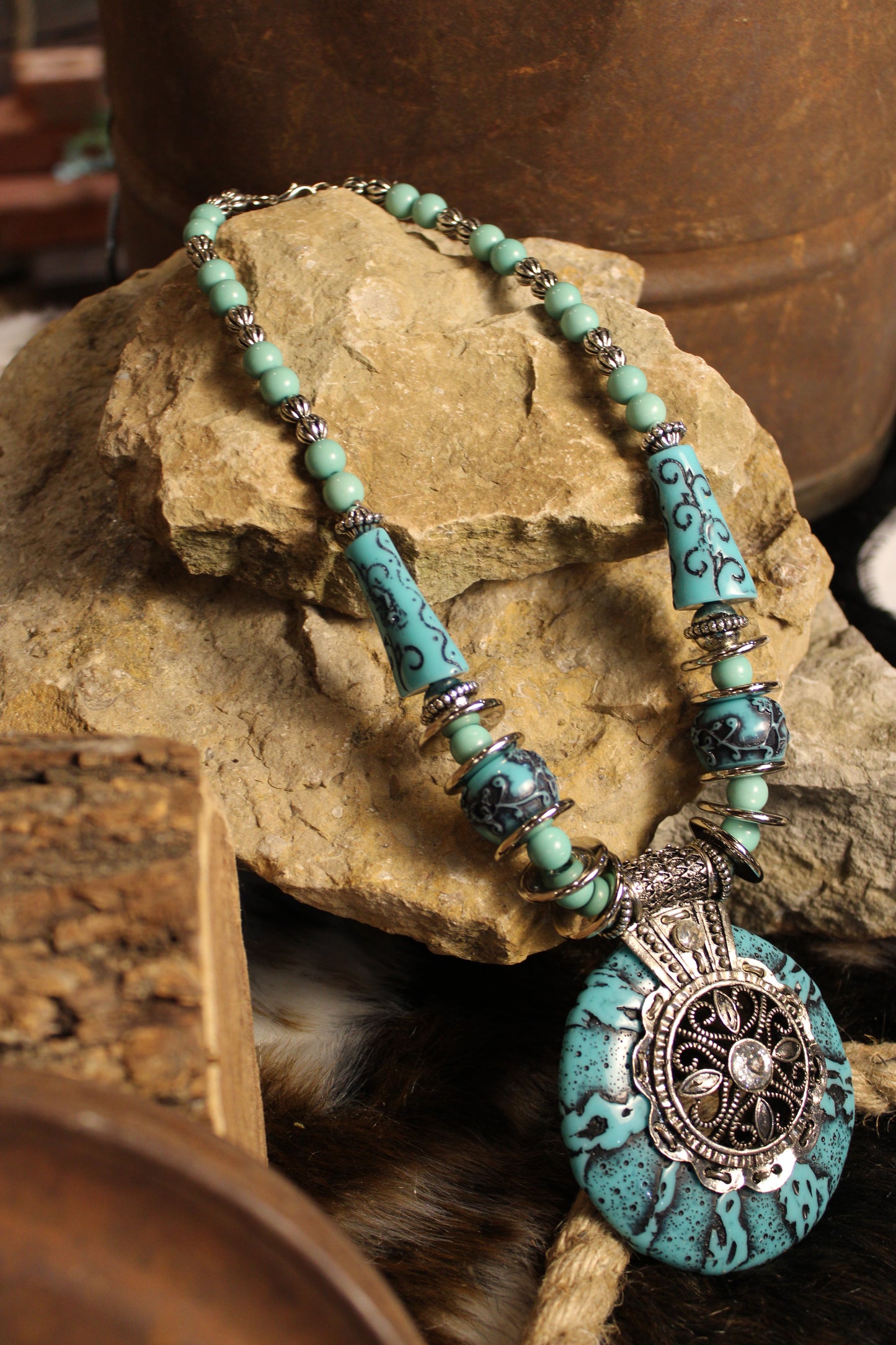 Coastal Lagoon Medallion Necklace