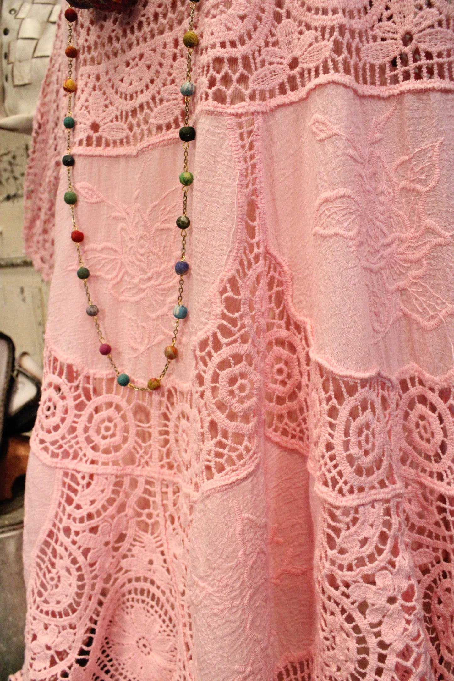 Beach Rose Pink Crochet Tunic Top