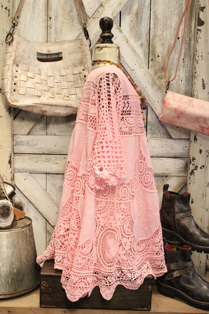 Beach Rose Pink Crochet Tunic Top