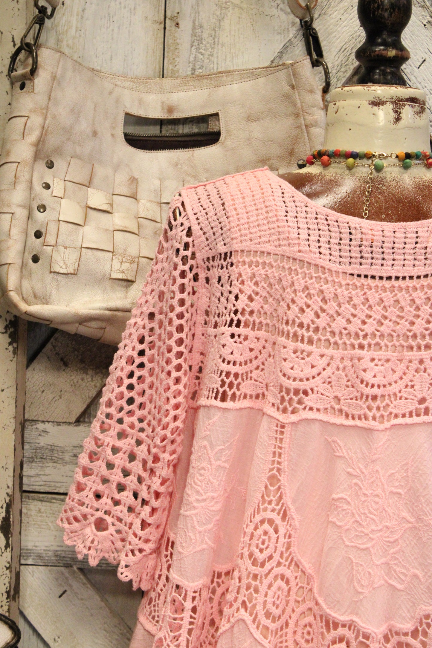 Beach Rose Pink Crochet Tunic Top