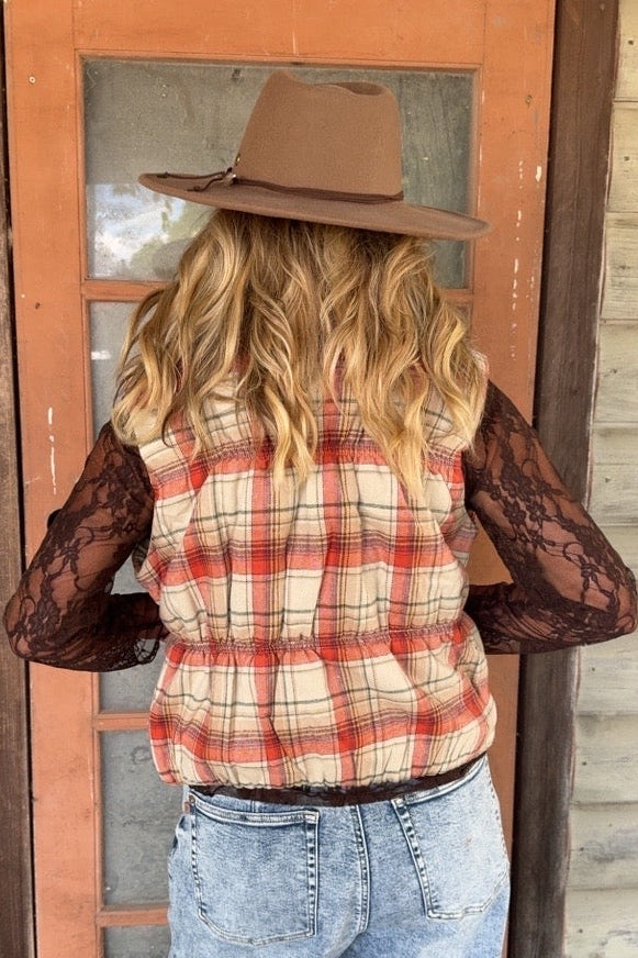 Cinnamon Spice Plaid Vest