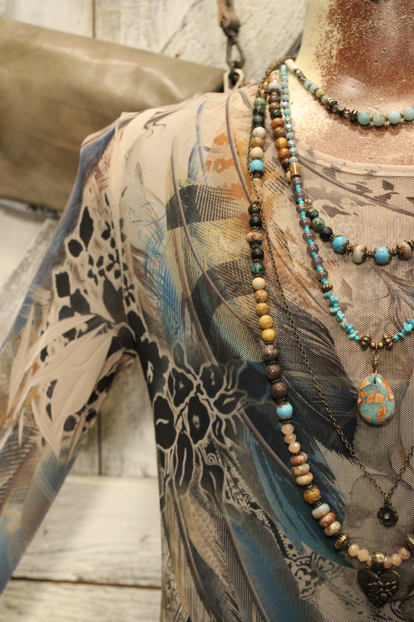 Feathers And Flowers Mesh Blouse