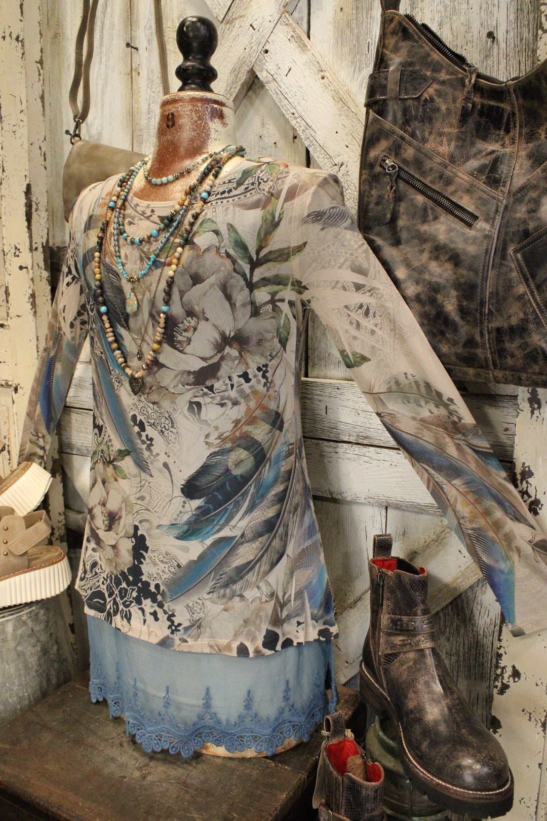 Feathers And Flowers Mesh Blouse