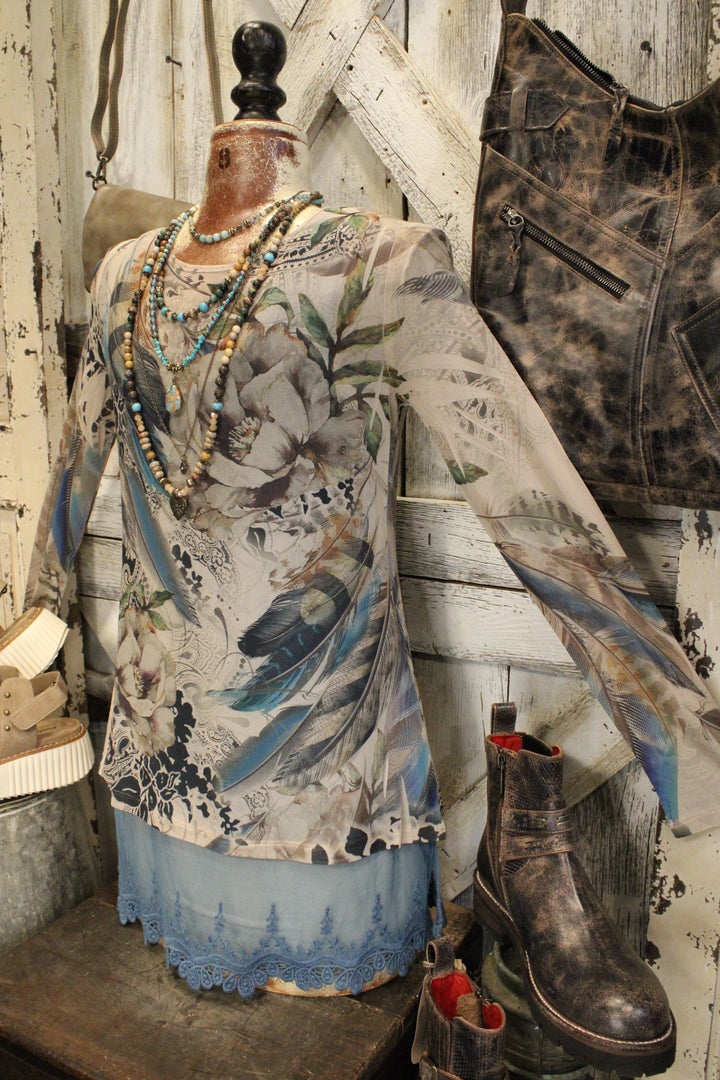 Feathers And Flowers Mesh Blouse