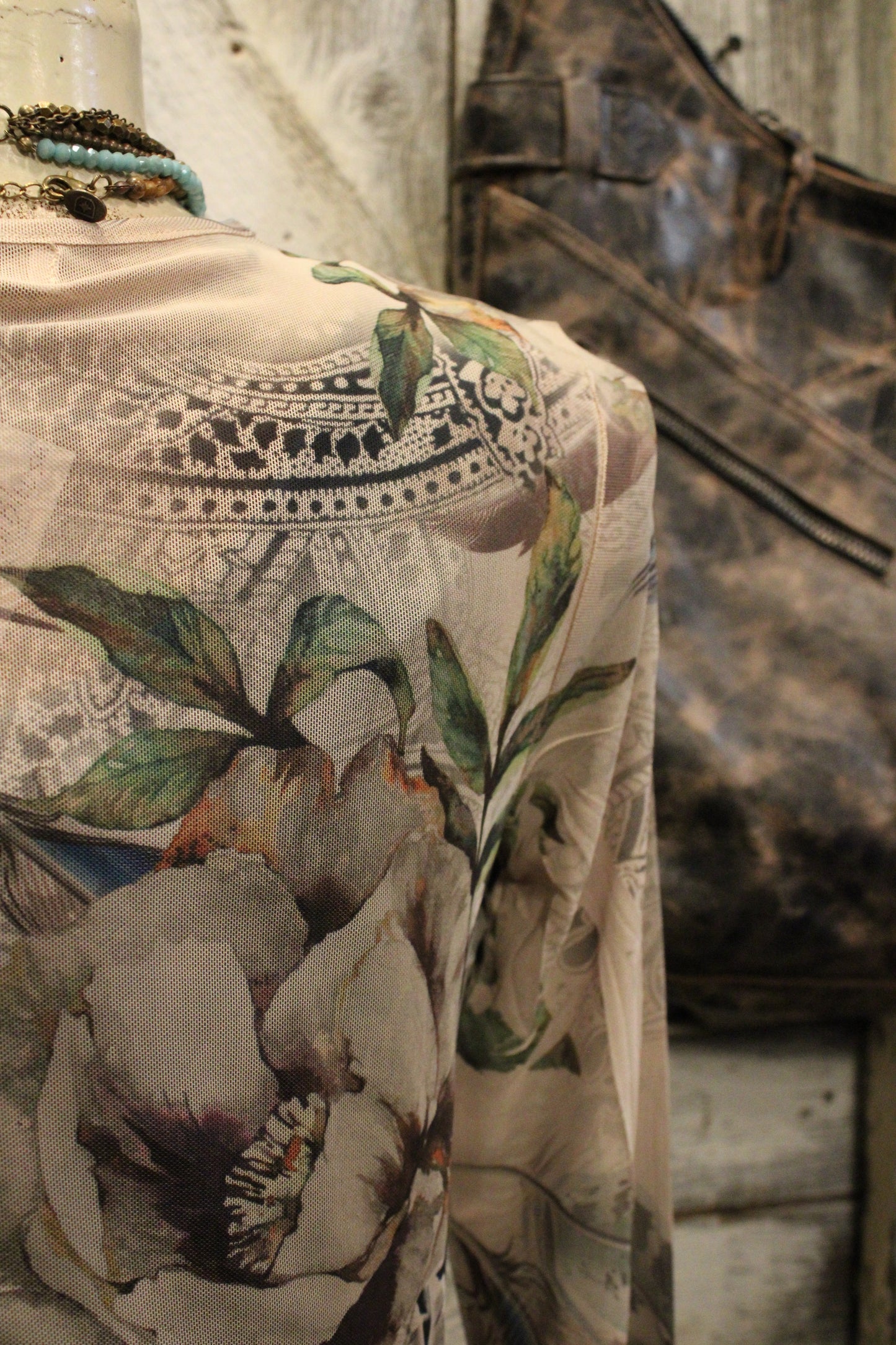 Feathers And Flowers Mesh Blouse