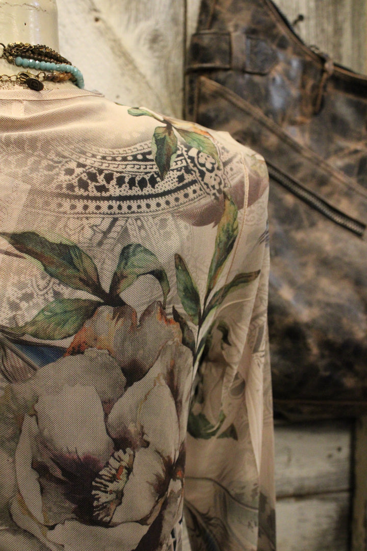 Feathers And Flowers Mesh Blouse