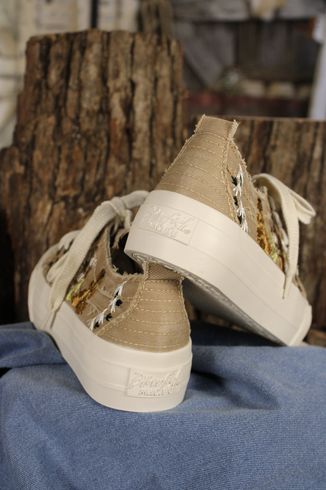 Sadie Sun Warm Taupe Embroidered Sneakers