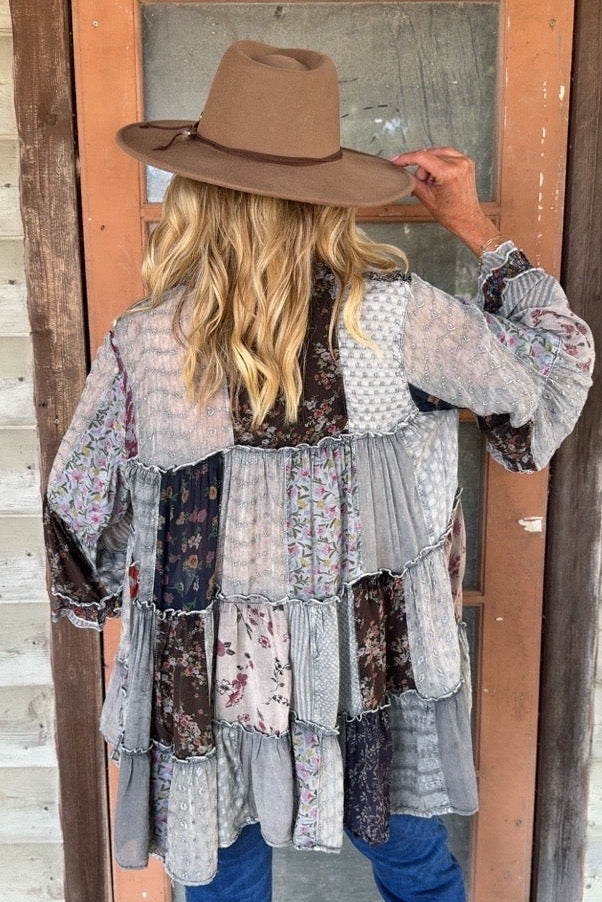 Weekend Hippie Slate Patchwork Tunic