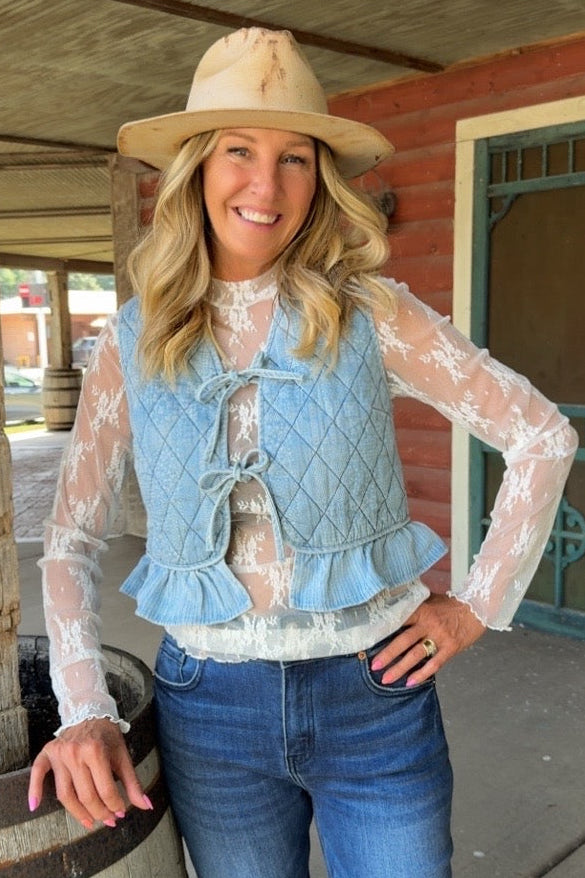 Tied And True Quilted Crop Vest