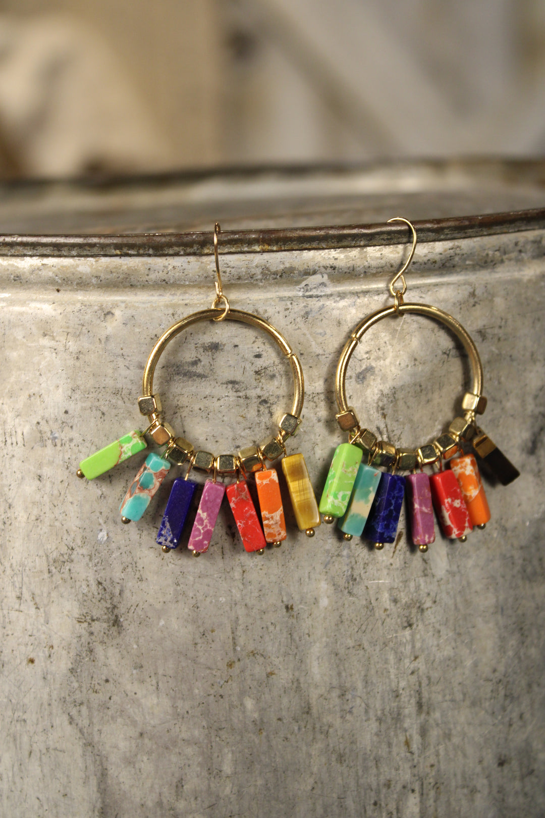 Rainbow Prism Gold Dangles