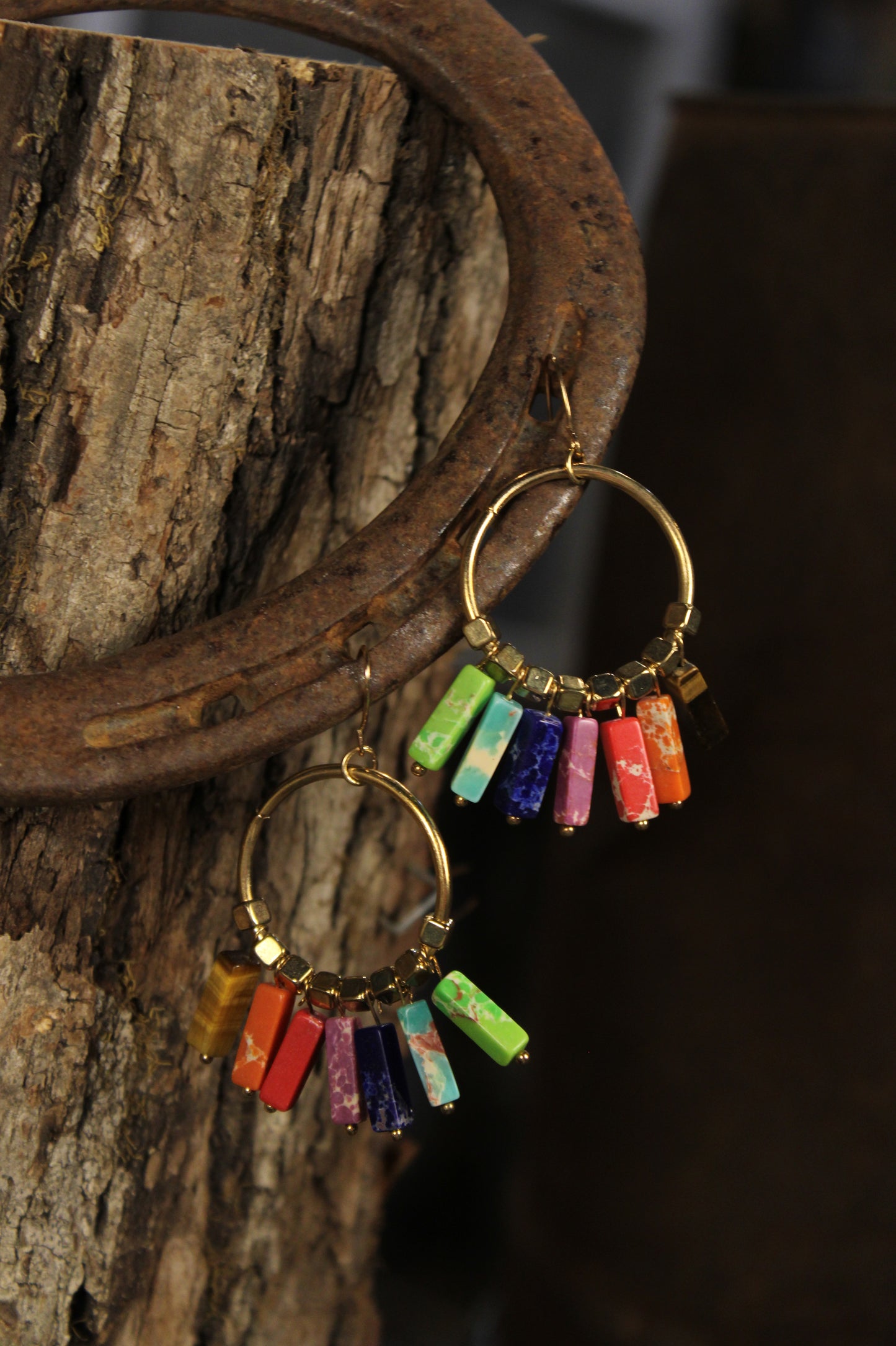Rainbow Prism Gold Dangles