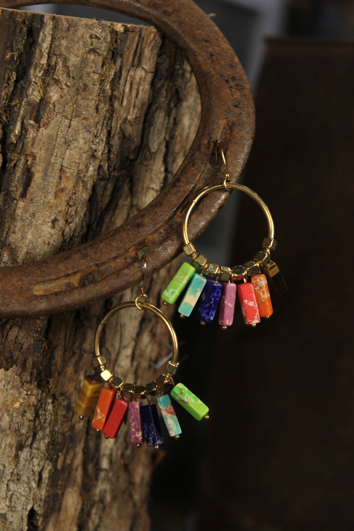 Rainbow Prism Gold Dangles