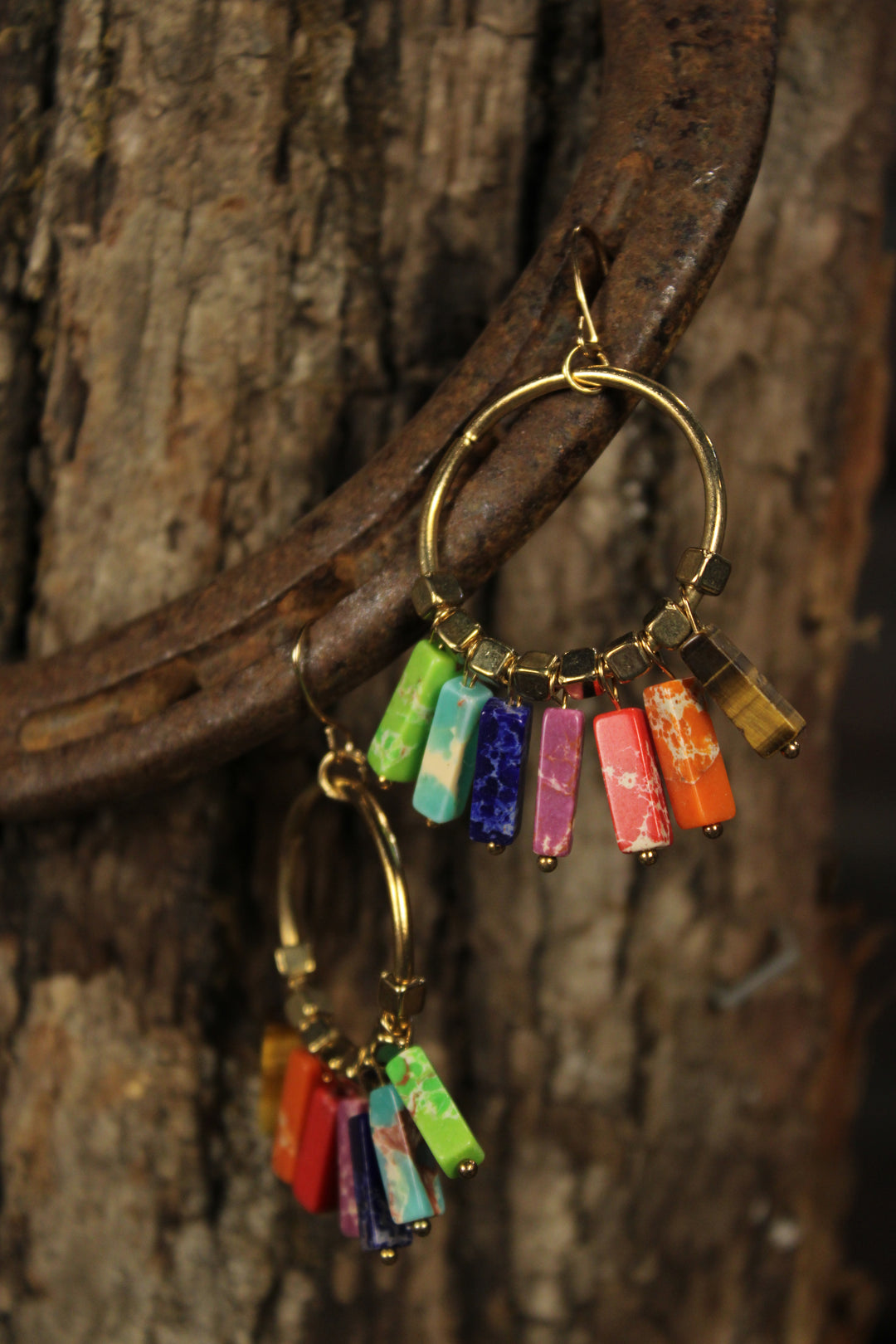 Rainbow Prism Gold Dangles
