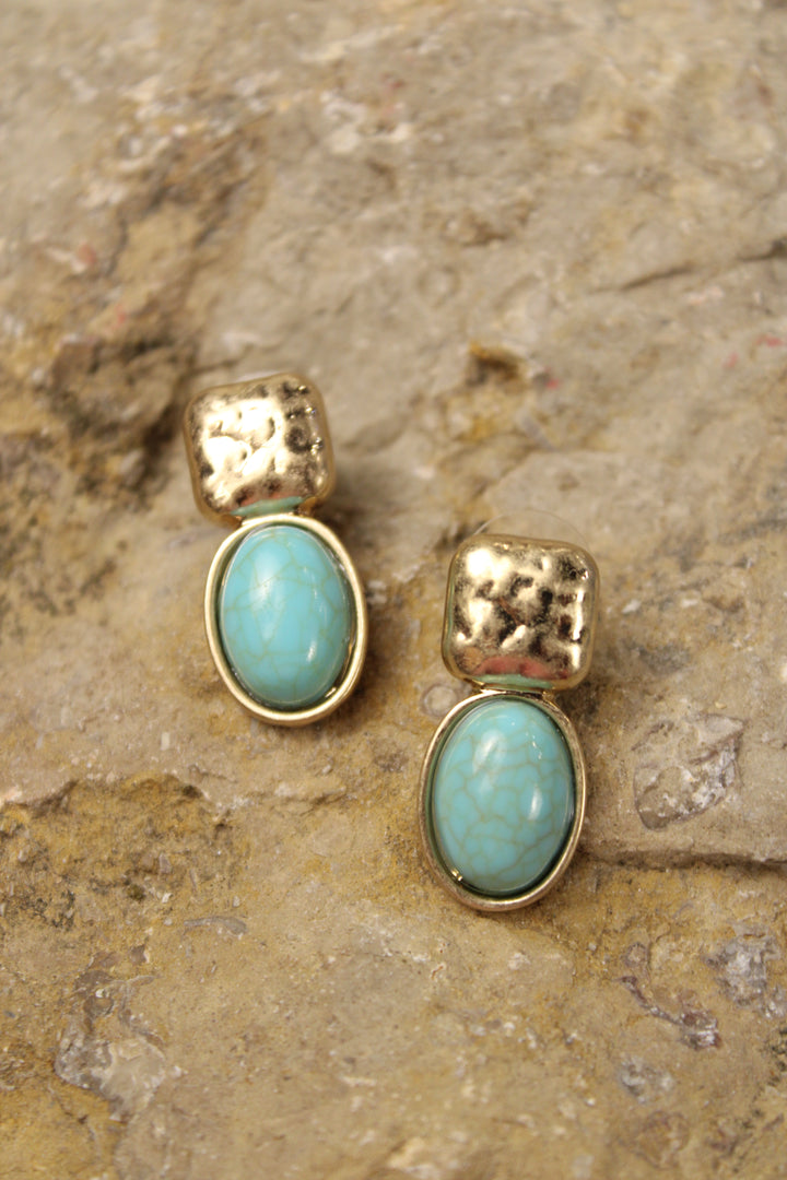 Boho Turquoise Nugget Earrings