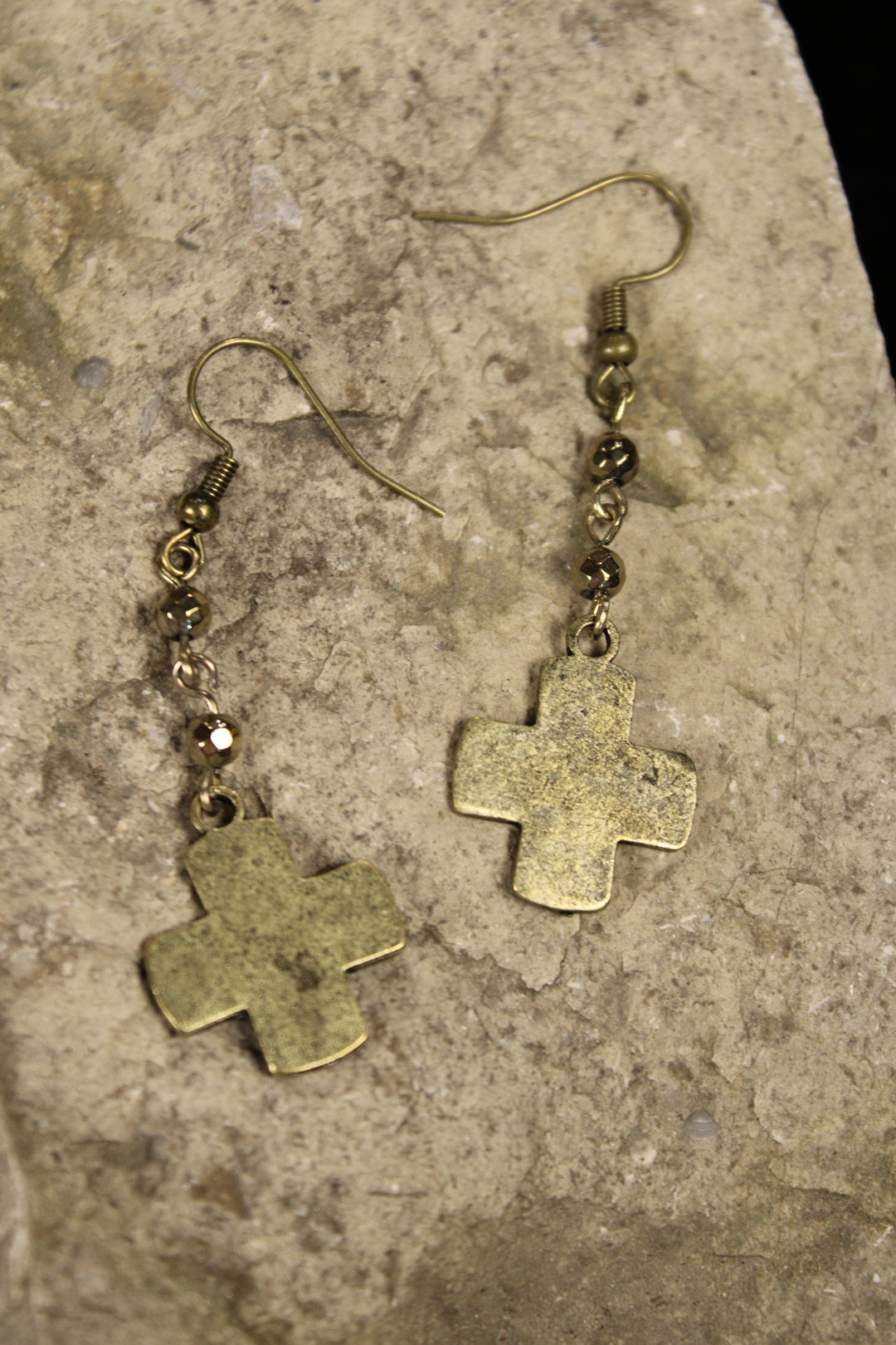 Bronze Serenity Cross Earrings