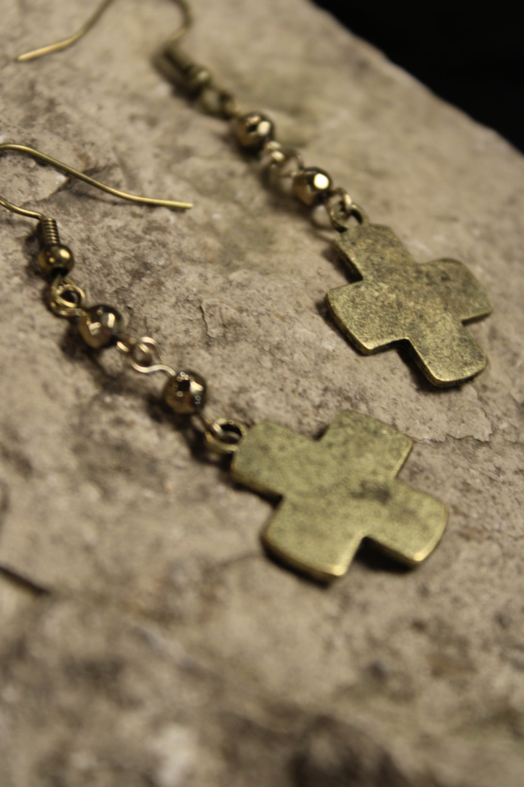 Bronze Serenity Cross Earrings