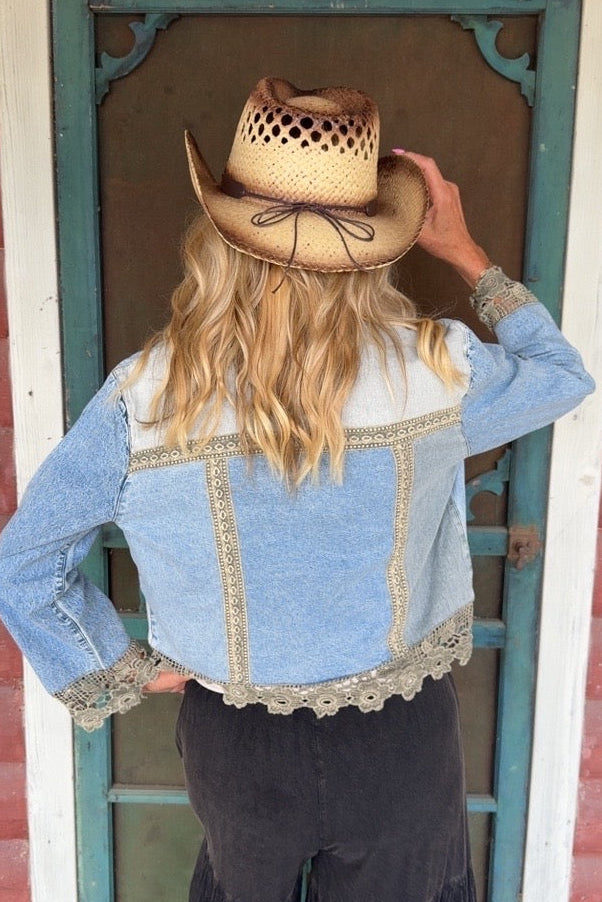 Denim And Lace Aqua Top