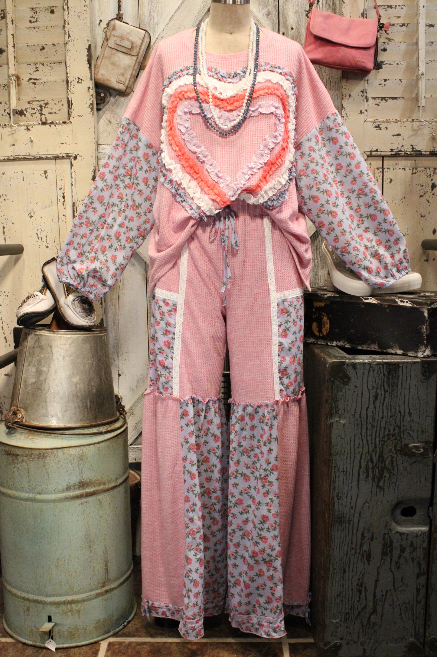 Love In Bloom Waffle-Knit Pants