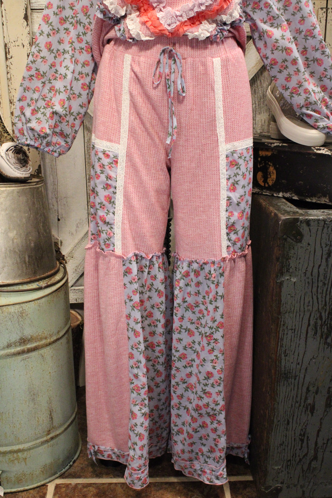 Love In Bloom Waffle-Knit Pants